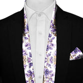 LISIANTHUS FLOWERS MEN SCARF AND POCKET SQUARE SET – PREMIUM COLLECTION